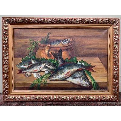 Картина Натюрморт с рыбами. Ю. Дорошенко.