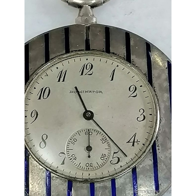 Часы карманные Dominator Retard avance. Серебро 900 проба, эмаль. Швейцария