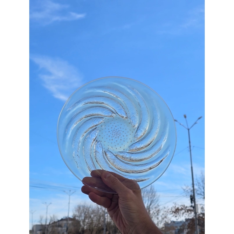 Тарелка РЫБЫ   Лалик Lalique Франция   Ар- деко  опалесцентное стекло
