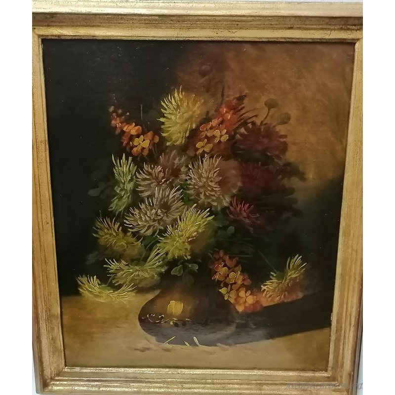 Картина Натюрморт, цветы. 19 век. Холст, масло.