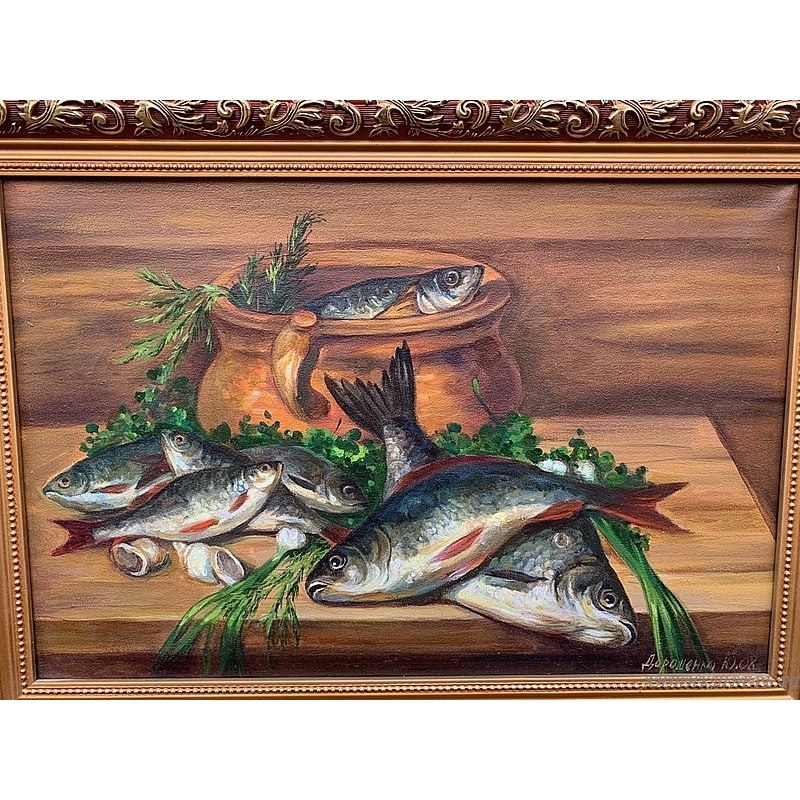 Картина Натюрморт с рыбами. Ю. Дорошенко.