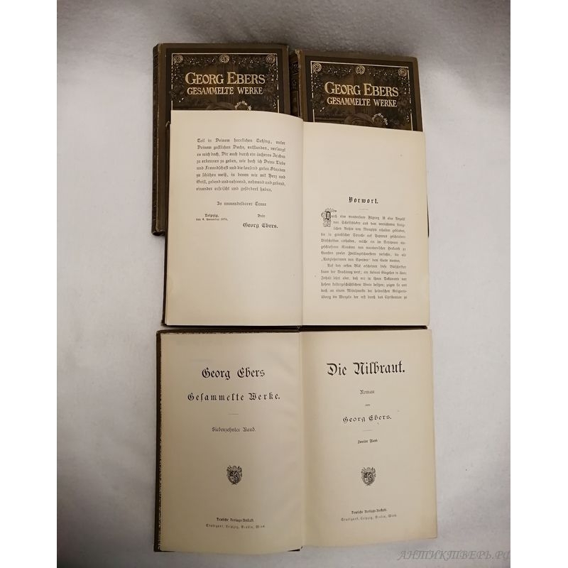 Книги на немецком языке, 1879-1897 г. Георг Эберс. 19 век. 8 книг.