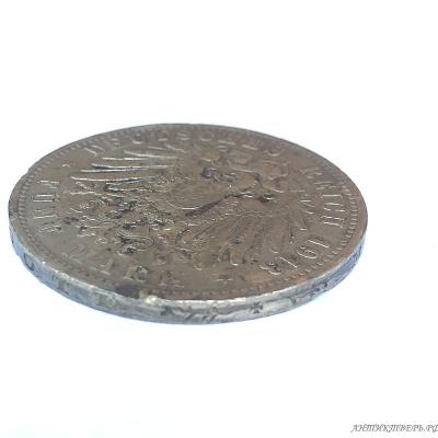 Монета 5 марок 1913 года Германия. Серебро