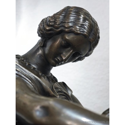 Статуэтка, скульптура Сафо. Бронза, мрамор. 19 век.